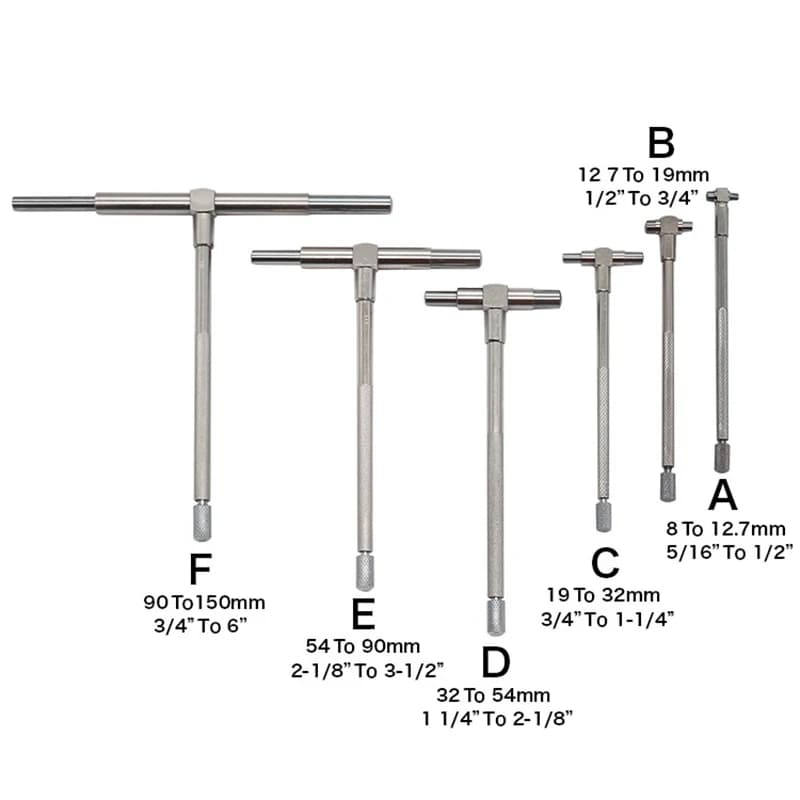 Jeu de jauges télescopiques 8-150mm (5/16 "-6"), 6 jauges internes, 4 jauges de trous pour mesures i
