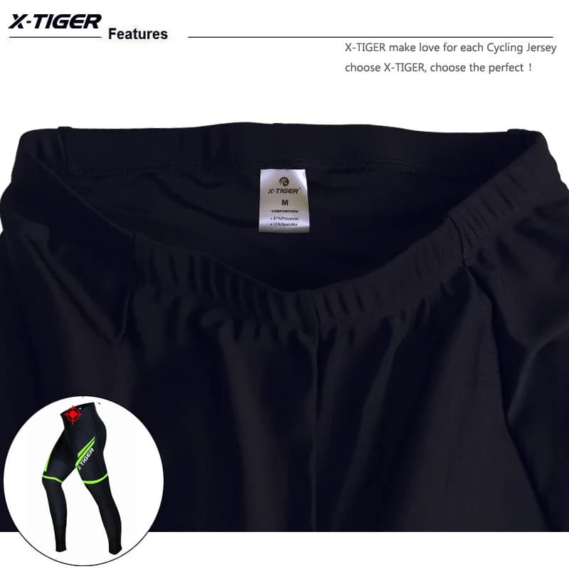 Pantalon de cyclisme X-Tiger pour homme, respirant, pour VTT, avec bretelles, rembourrage en gel 5D,