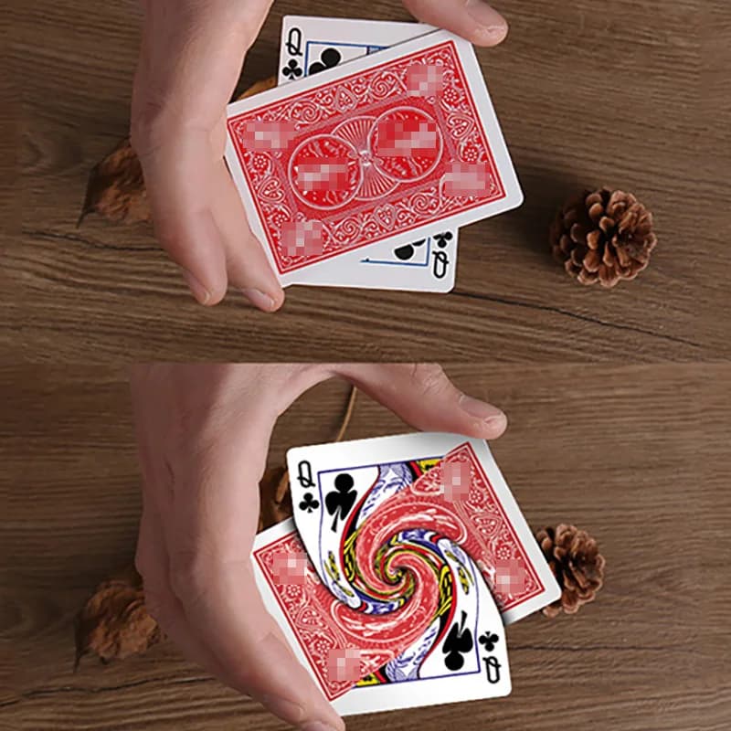 Tours de magie Vortex, carte à jouer connectée, carte de changement de Poker, magicien, gros plan, i