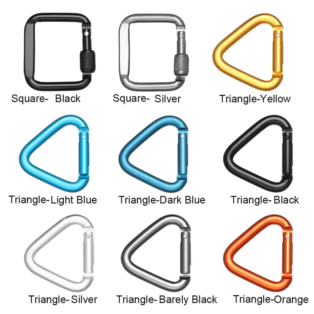 Mousqueton coloré en forme de triangle ou carré pour camping en plein air, porte-clés de randonnée, 