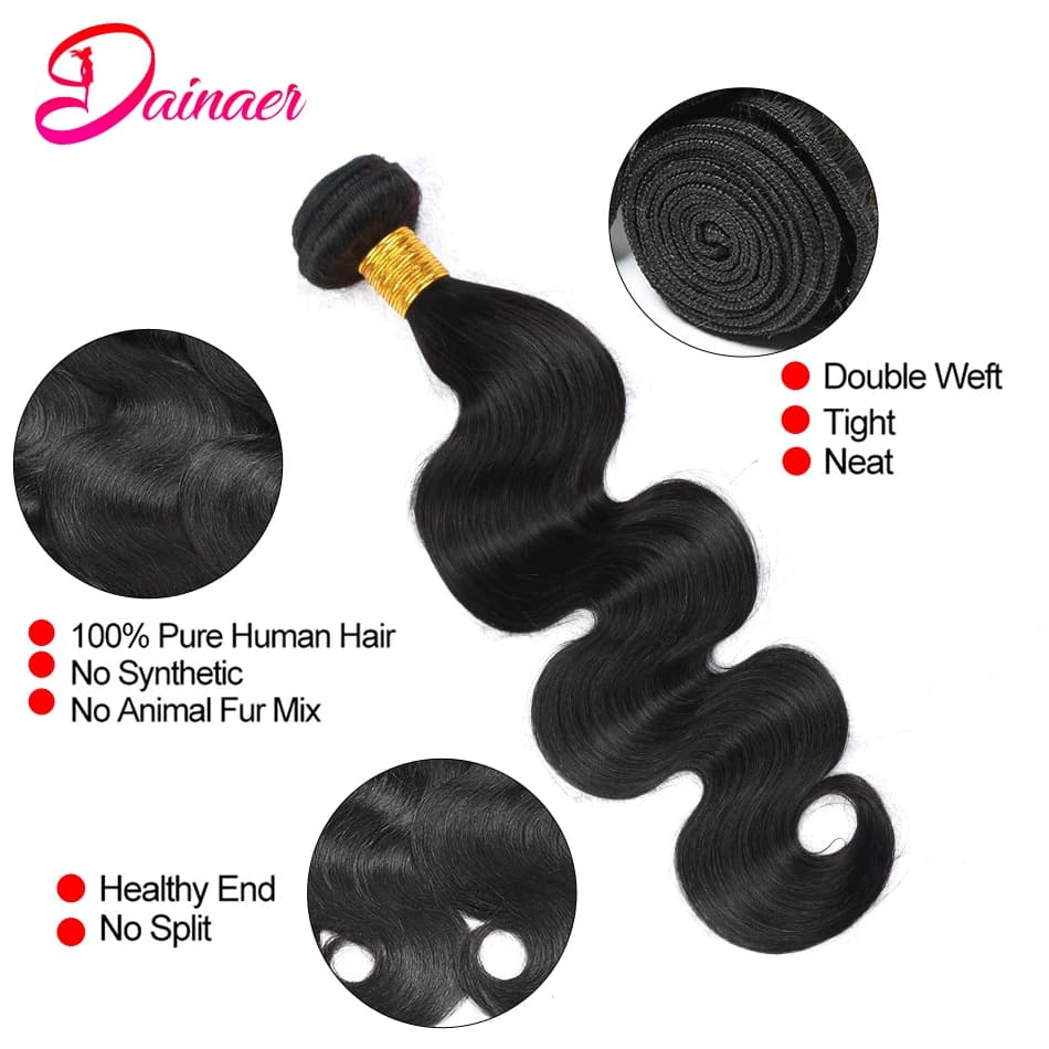 Bundles brésiliens de cheveux humains Body Wave, 100% cheveux vierges non transformés, tissage natur