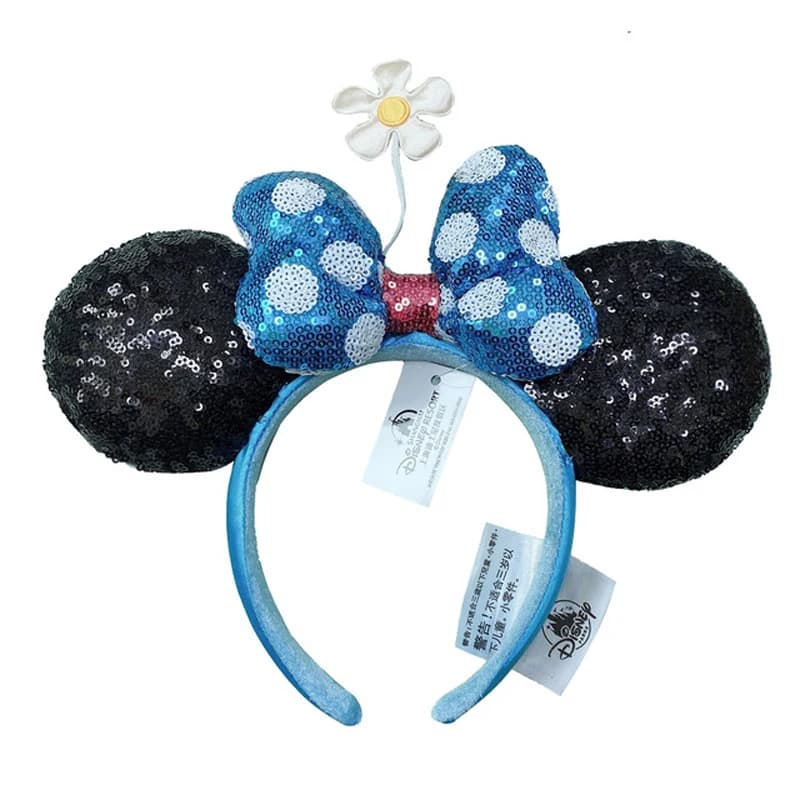 Serre-tête Disney Mickey Mouse avec grandes nœuds à pois, accessoire de déguisement en peluche pour 
