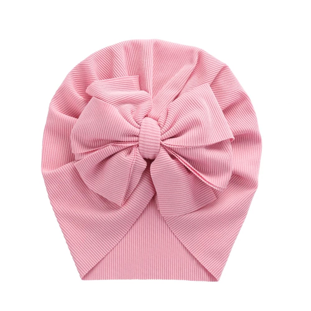 Chapeaux Turban à nœud de lapin côtelé solide pour bébés garçons et filles, bonnets rayés fins et él