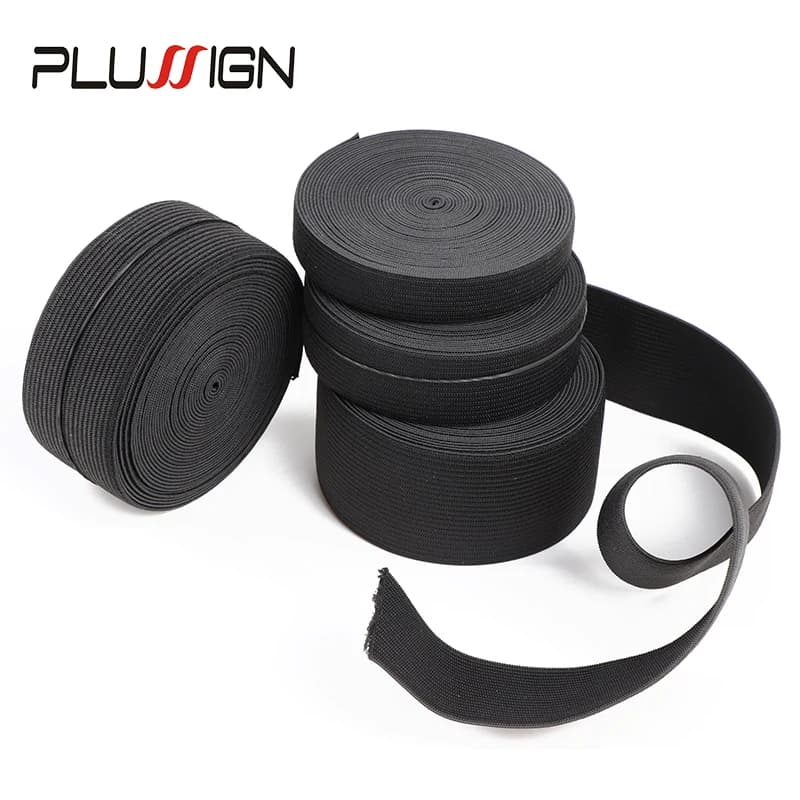 Bande élastique noire pour perruques, 5 mètres de largeur, 1.5-4cm, Spandex, garniture de ceinture, 