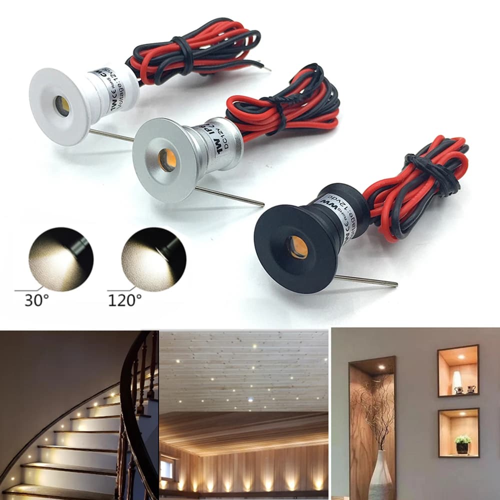 Mini projecteur LED 1W IP65 encastré Downlight intérieur 12V Dimmable Spot plafonnier vitrine affich