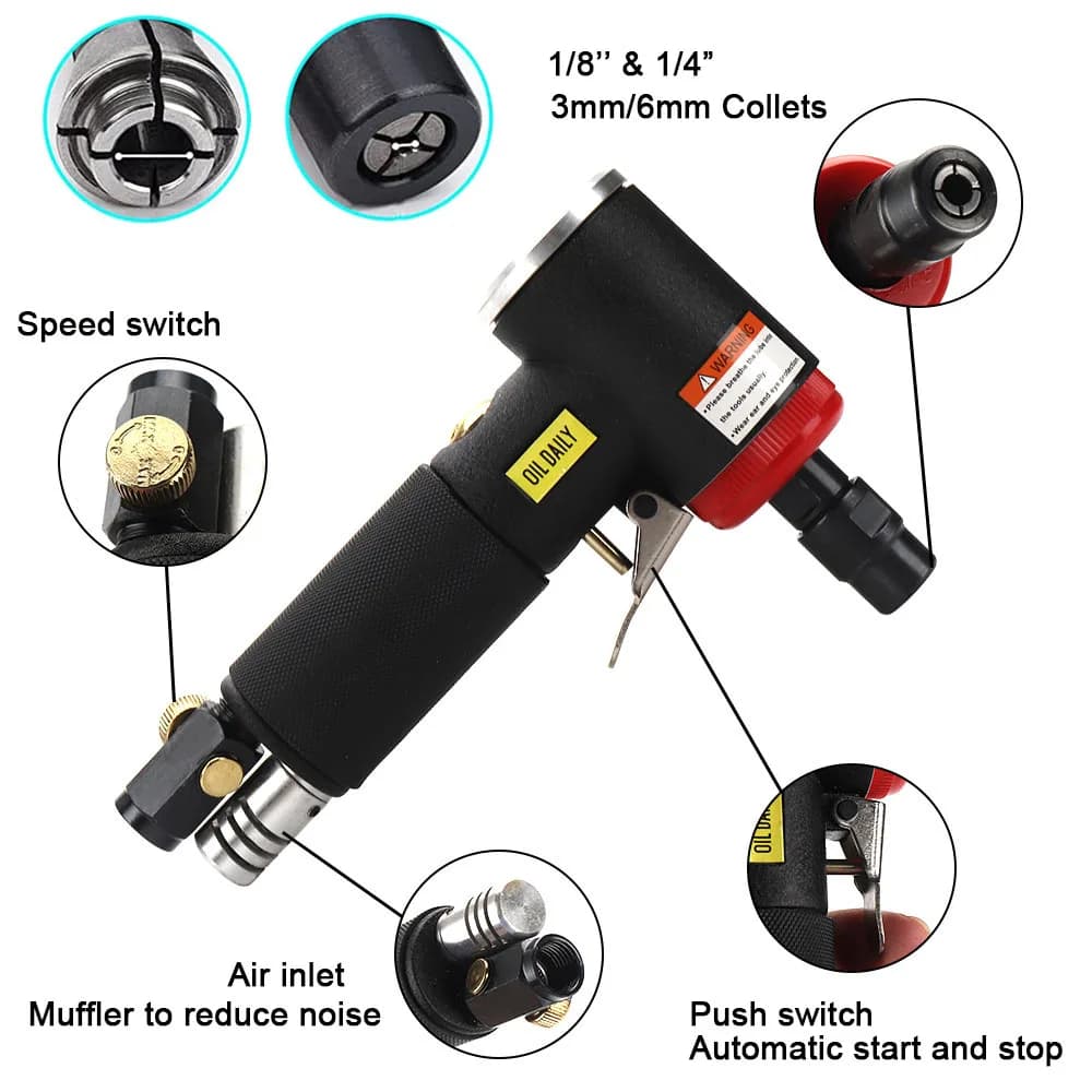 Kit d'outils de meuleuse d'angle à air, mini meuleuse pneumatique à angle droit, outil de disques de