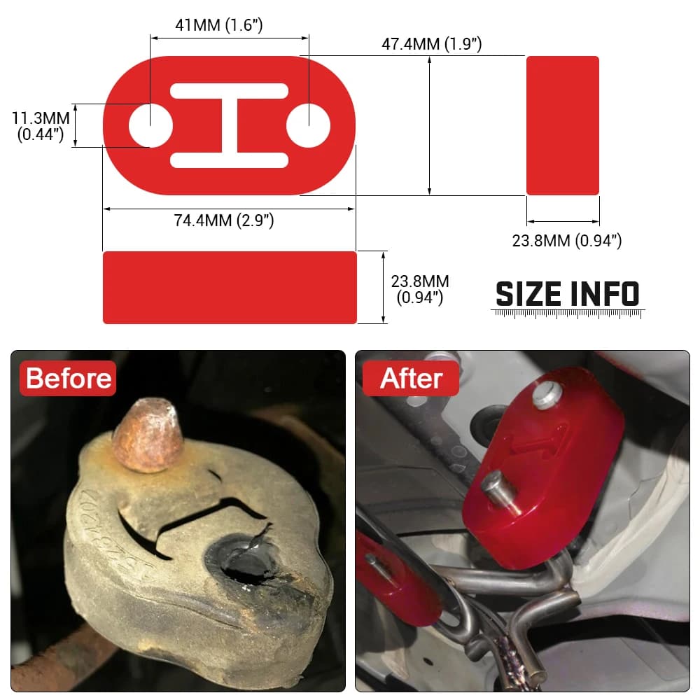 Vr-polyuréthane échappement/silencieux cintres courts 4 pièces/lot universel silencieux cintres roug