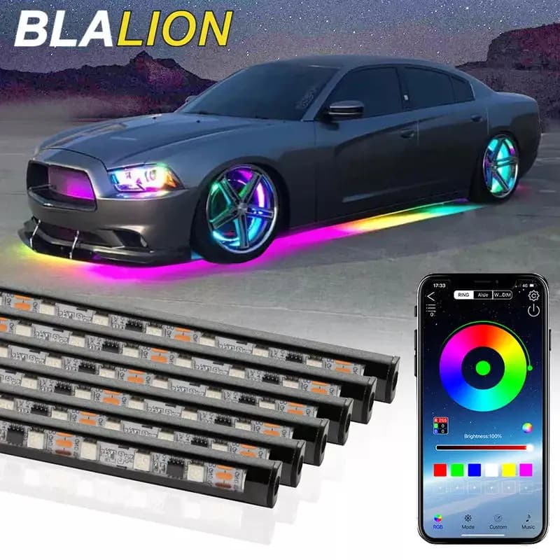 BLALION – bande lumineuse LED Flexible pour voiture, application sous le corps, contrôle du son à di