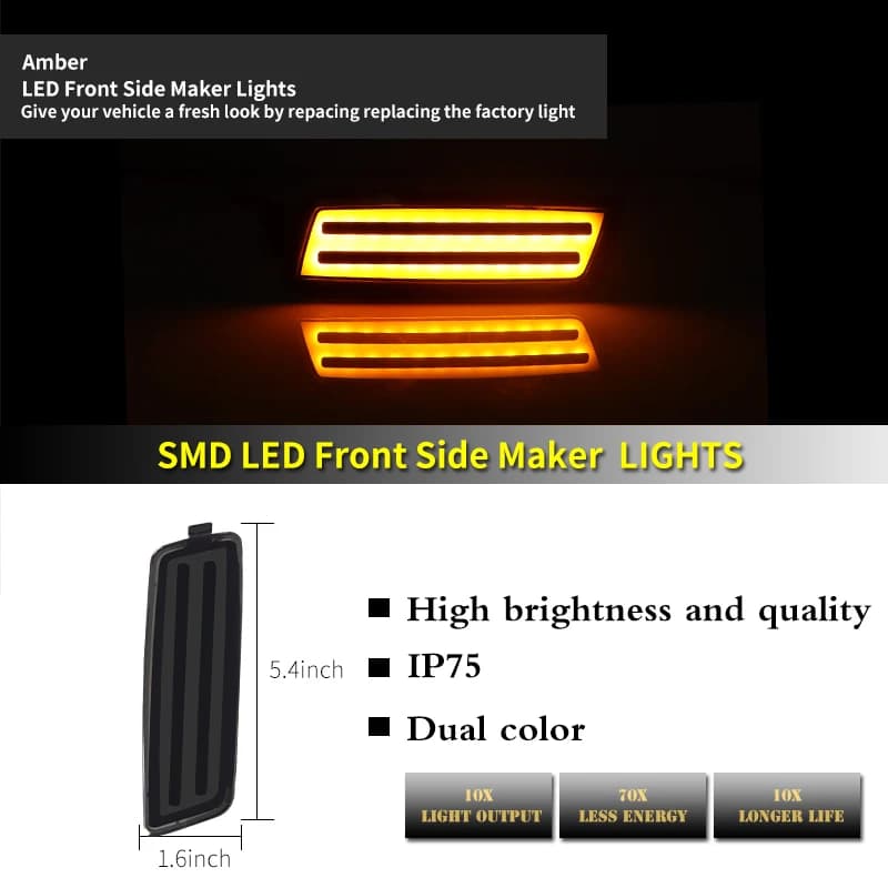 IJDM ambre LED feu de position latéral de pare-chocs pour Volkswagen 2006-2009 MK5 Golf/GTI lapin, 2