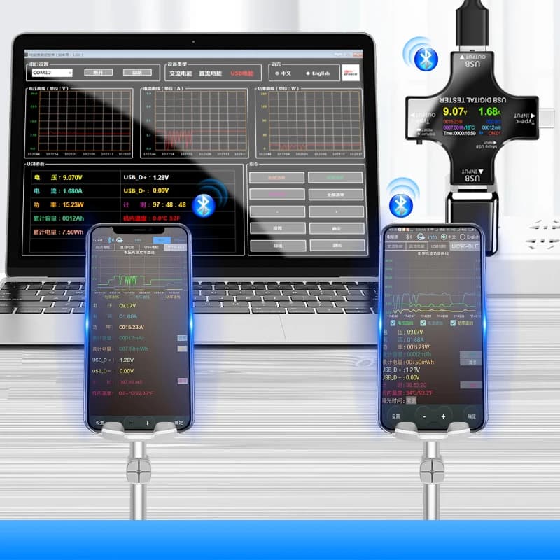 Testeur de tension USB multifonctionnel, moniteur de compteur de courant, charge rapide, détection d