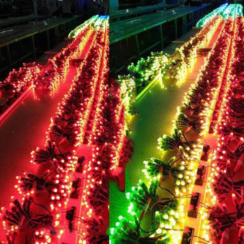Guirxiété lumineuse LED RGB pixel, chaîne d'éclairage extérieur, coronavirus, Noël, vacances, 50 piè