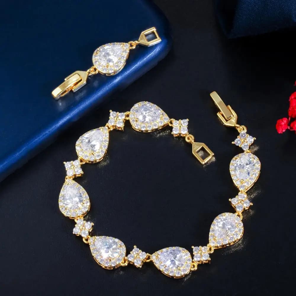 CWWZircons – Bracelet de Tennis en zircon pour femmes, grande goutte d'eau cubique, couleur or Rose,
