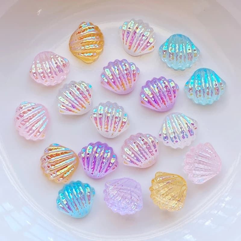 100 pièces nouveau mignon Mini coquille brillante résine Figurine artisanat Flatback Cabochon orneme