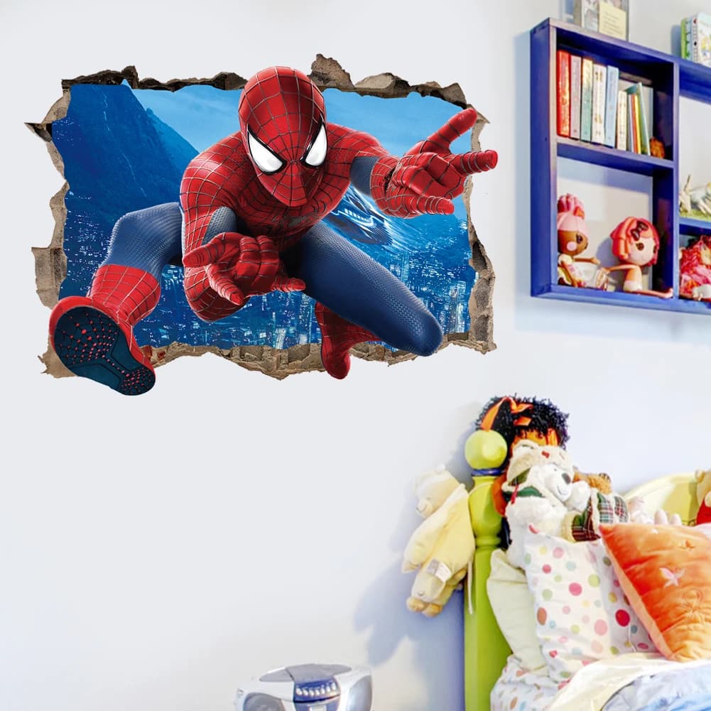 Stickers muraux Avengers 3D pour chambres d'enfants, affiche de film de super héros, décoration mura