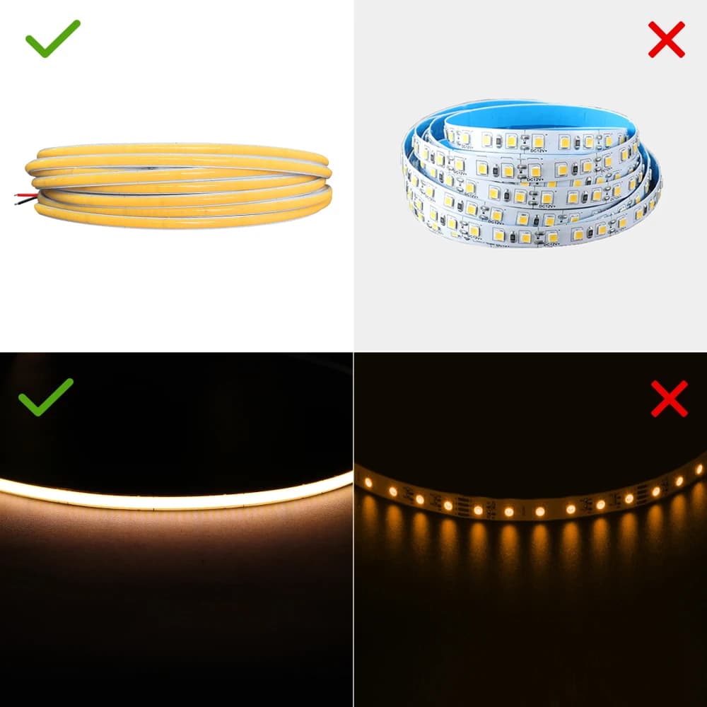 Bande lumineuse LED COB Super fine, 4mm, 480 diodes/m, barre lumineuse linéaire Flexible, ruban à Di