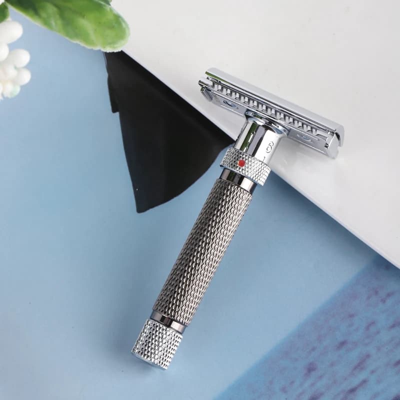 Yaqi – rasoir de sécurité réglable pour hommes, couleur Chrome et bronze à coupe finale