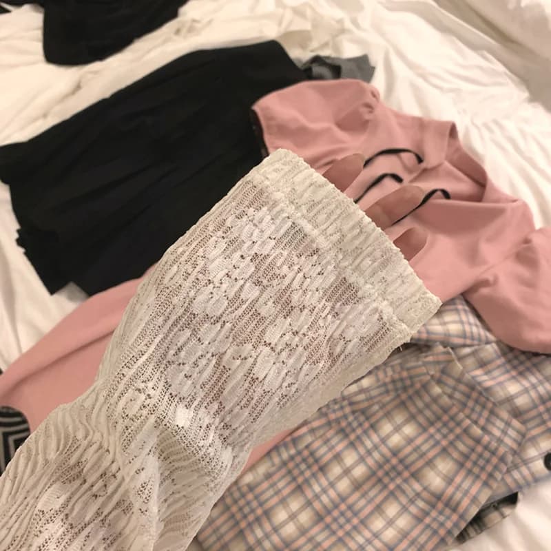 Chemisiers en dentelle douce pour femmes, monochromatique, résistant au soleil, tout match, maille 0