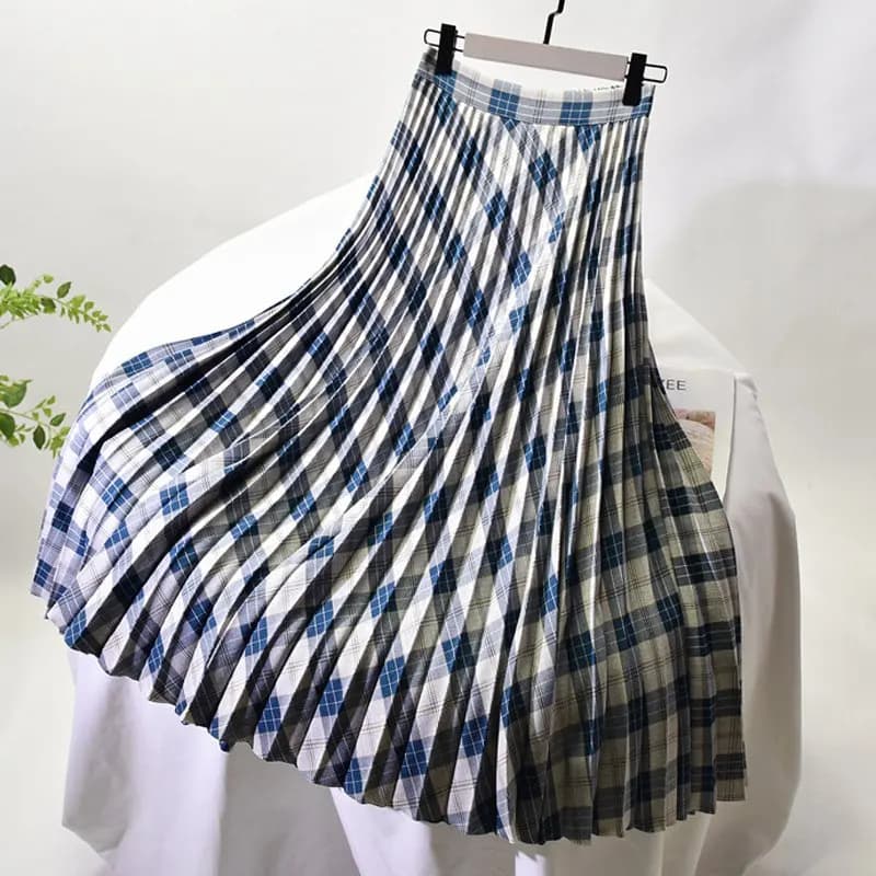 Jupe en sergé plissée accordéon pour femme, doublure en mousseline de soie, élégante, taille haute, 