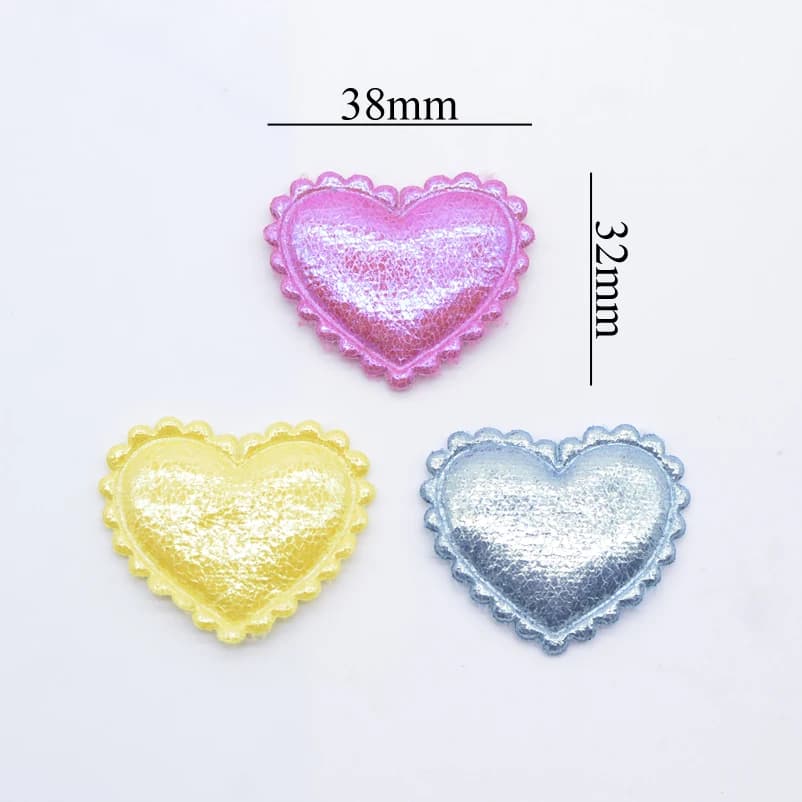 Patchs rembourrés à paillettes en forme de cœur, 38x32mm, 40 pièces, pour vêtements, chapeau, artisa