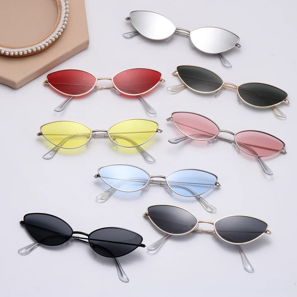 Lunettes de soleil œil de chat vintage pour femmes, petites lunettes de soleil rétro, nuances UV400,