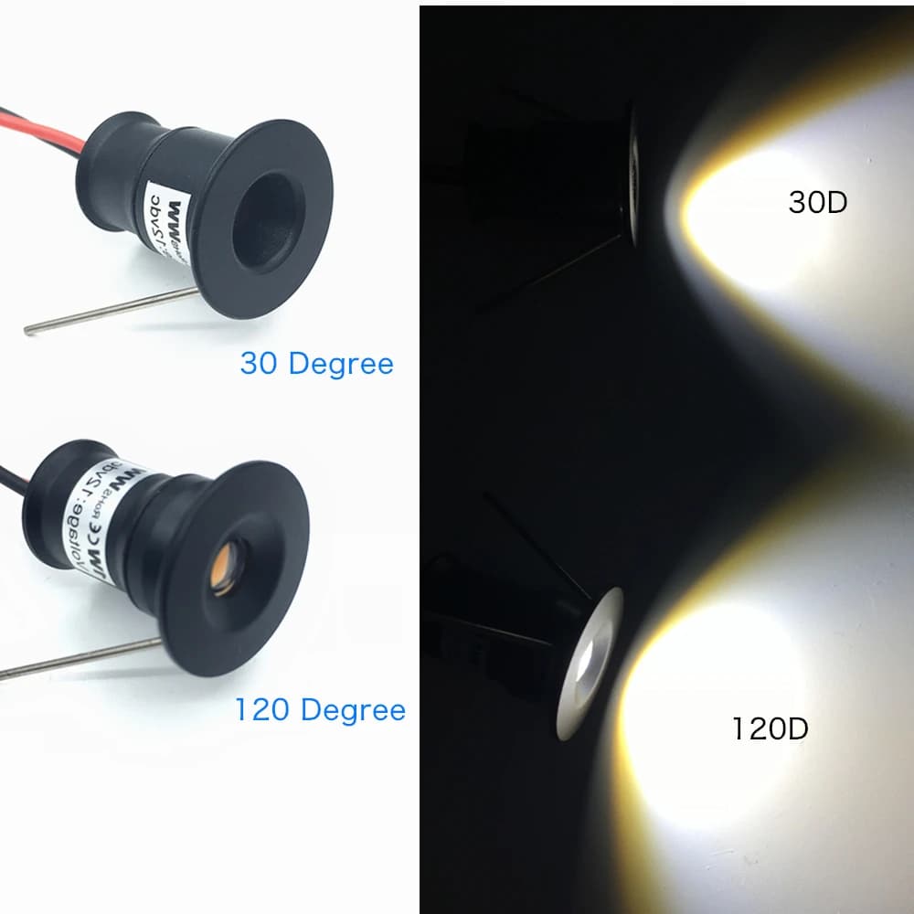 Mini projecteur LED 1W IP65 encastré Downlight intérieur 12V Dimmable Spot plafonnier vitrine affich