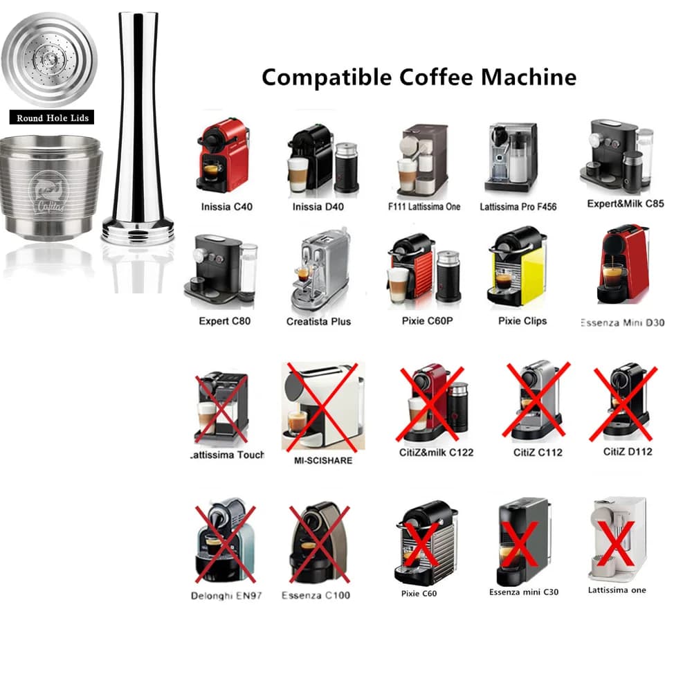 RECAFIMIL Capsule de café réutilisable en acier inoxydable dosettes de café rechargeables en métal p
