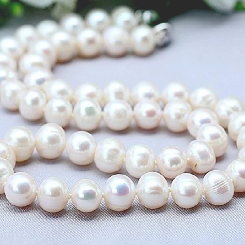 Colliers de perles naturelles 9-10mm, bijoux en perles d'eau douce, collier en argent Sterling 925 p