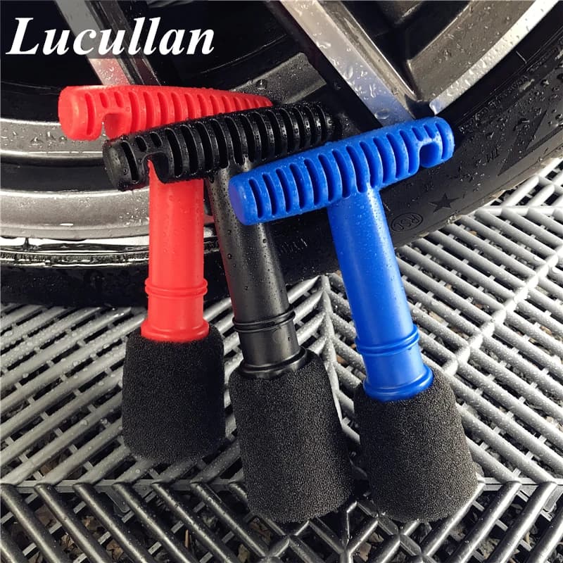 Lucullan Design Brosse de nettoyage de roue à écrou encastré en mousse avec poignée et éponge d'inse
