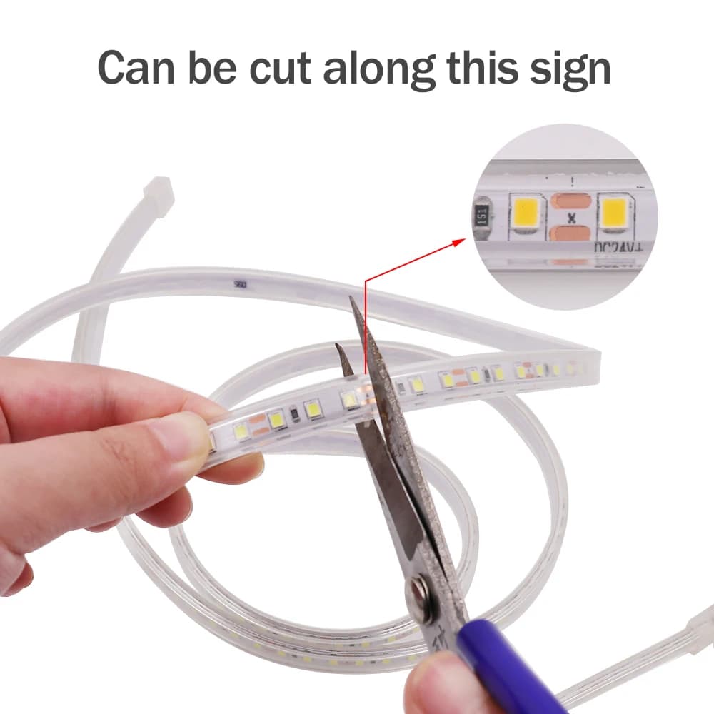 Bande lumineuse LED étanche IP67, 12V 24V, 2835, 120 diodes/m, ruban Flexible, corde lumineuse, blan