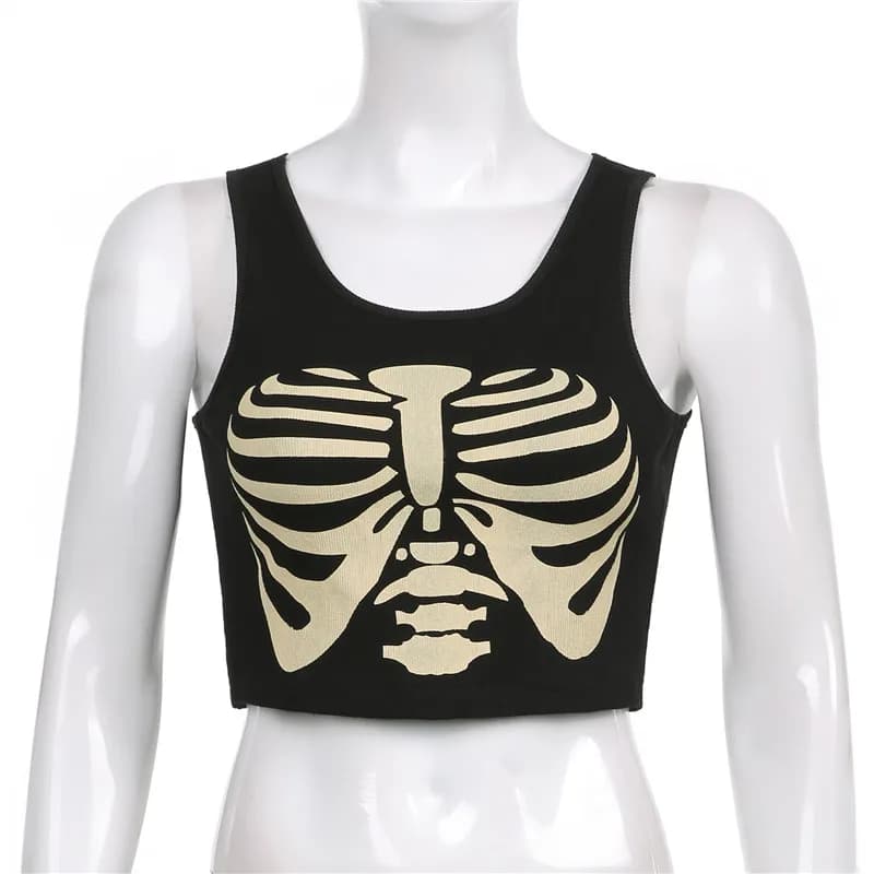T-shirt gothique pour femmes, Streetwear décontracté, Harajuku, slim, à la mode, avec crâne, Y2K