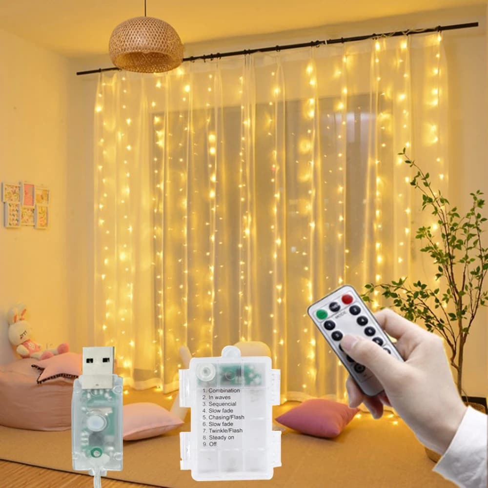 Guirlande lumineuse LED à batterie 3M x 1M/2M/3M, guirlande lumineuse féerique USB pour nouvel an, f