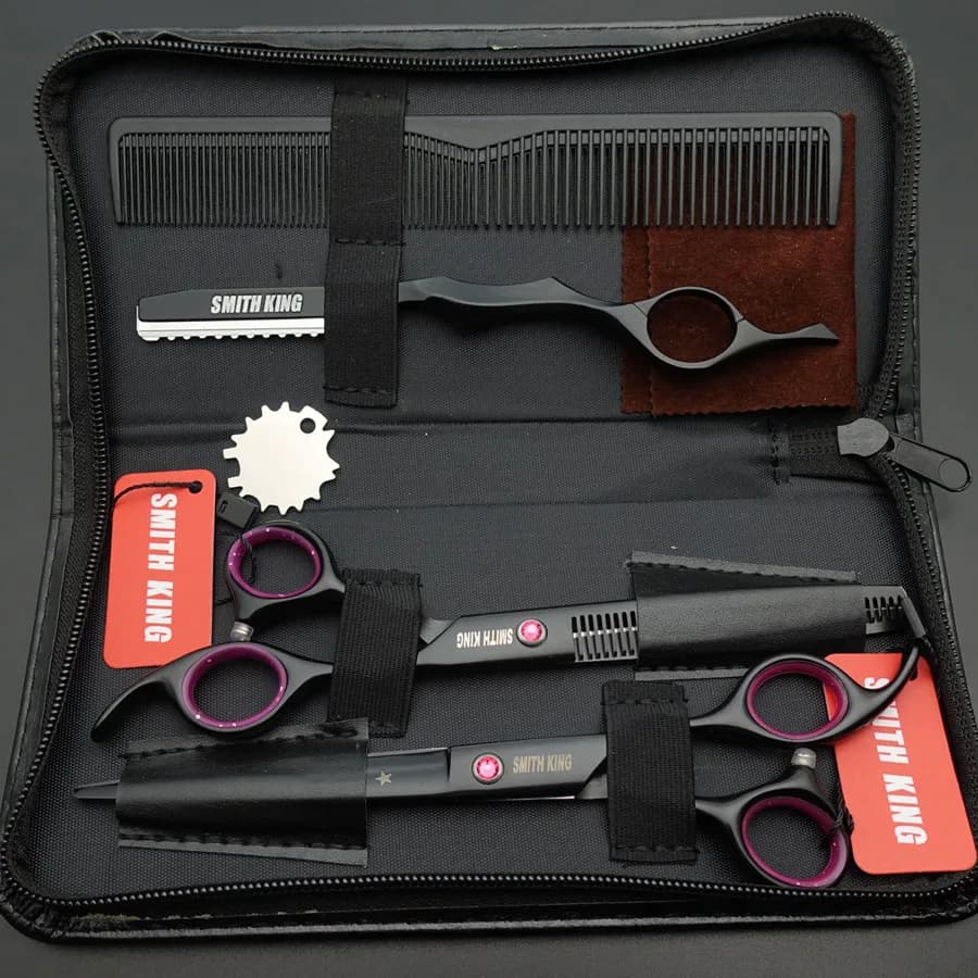 Ciseaux de coiffure professionnels, coupe de fil Laser 5.5 "et 6" et 7 "+ jeu de ciseaux de coiffeur