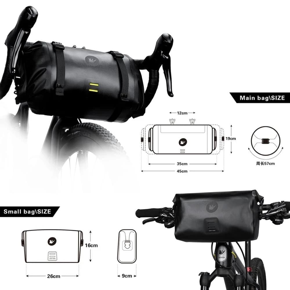 Rhinowalk – sac de guidon de vélo étanche, grande capacité 4L-12L, cadre, Tube avant, sac de cyclism