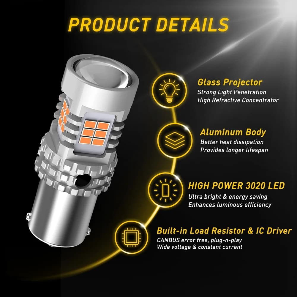 AUXITO – ampoule de clignotant de voiture, 2x1156 BAU15S PY21W LED Canbus, pas d'hyper Flash BA15S P