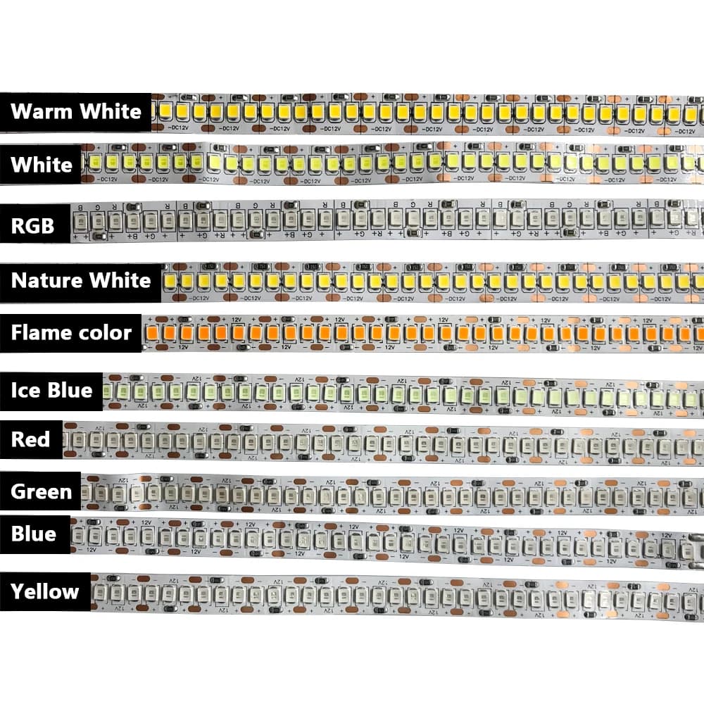 Bande lumineuse LED SMD 2835, DC 12 V, 0.5-5m, 60/120/240 LED/m, non étanche, décoration de cuisine 