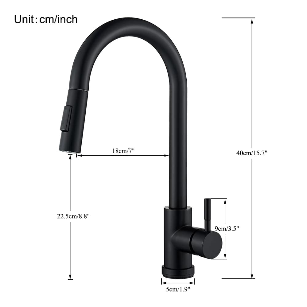 Robinet de cuisine noir à deux fonctions, mélangeur extractible à poignée unique, robinets d'eau cha