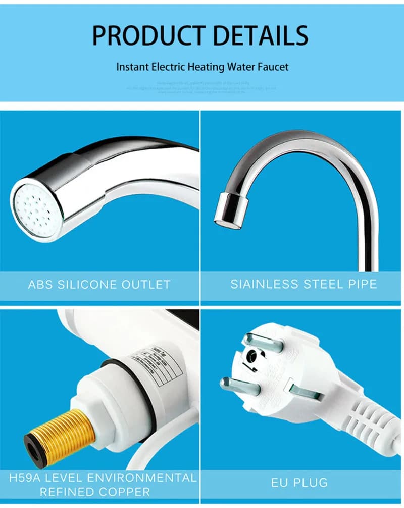 Chauffe-eau sans réservoir avec douche chauffe-eau électrique instantané 220V affichage numérique ro