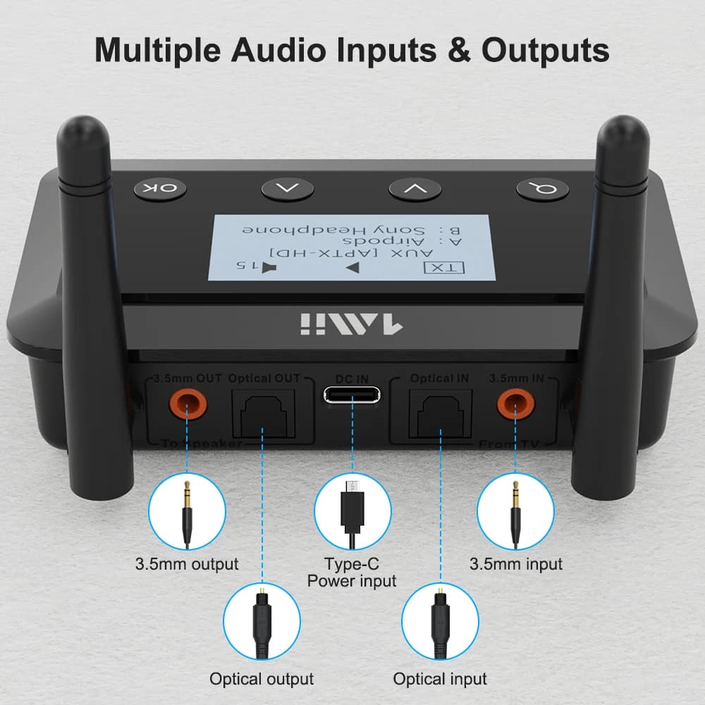 1Mii B03+ transmetteur récepteur Bluetooth 3.5, aptX LL HD, 5.0mm Aux Audio, adaptateur pour TV PC, 