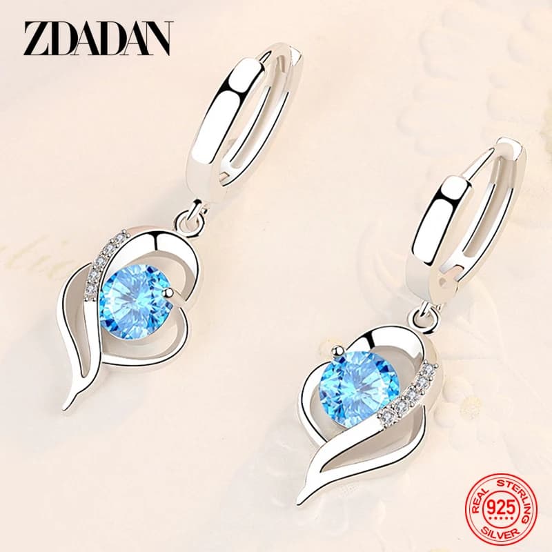 ZDADAN 925 en argent Sterling cristal Zircon boucle d'oreille pour les femmes bijoux de mode