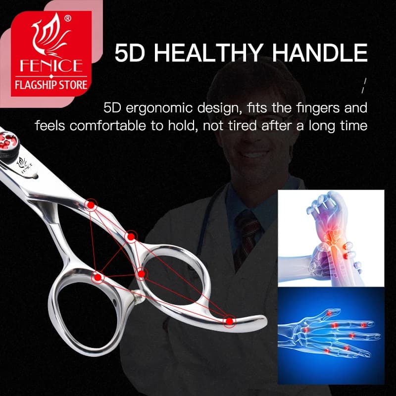 Fenice – ciseaux à cheveux JP440c, 7.0, 7.5 pouces, haute qualité, avec flamme, pour coupe de cheveu