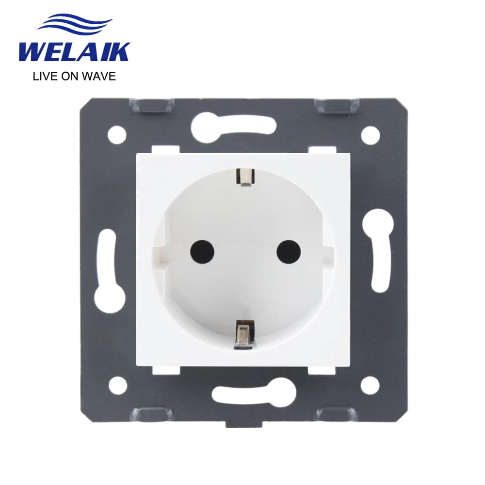 WELAIK-Prise murale EU, Prise murale blanche, Pièces de bricolage, Tech Gather Zone, 45x45mm