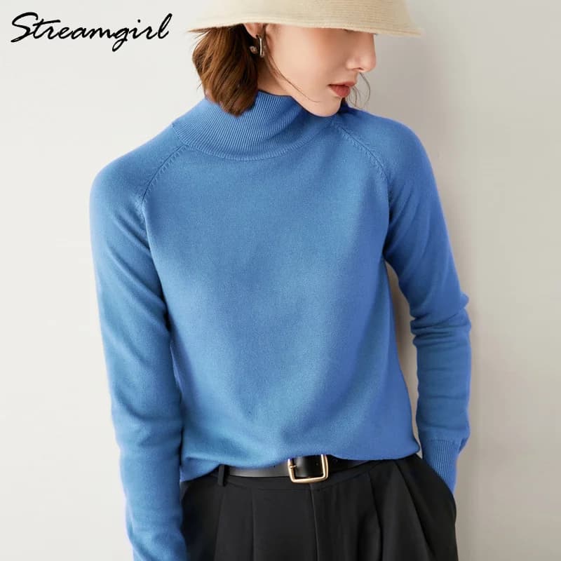 Pulls à col roulé pour femmes 2022 automne hiver pull tricoté rose Top noir en cachemire pour femmes