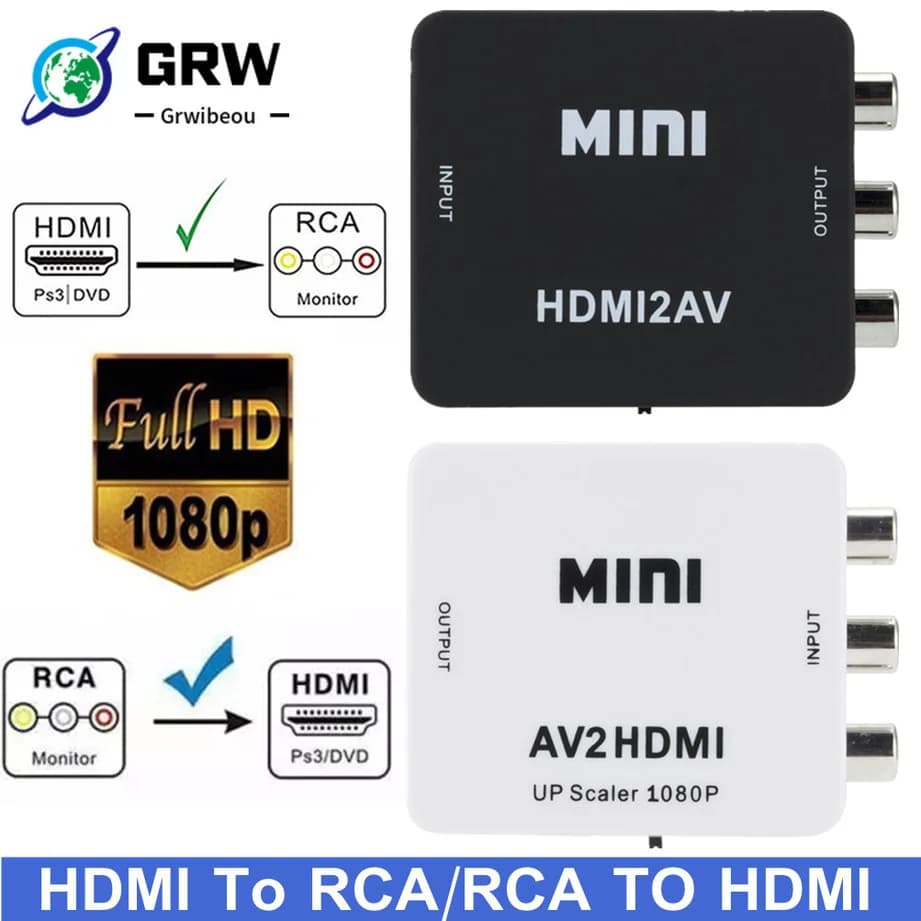 Adaptateur de détartreur HD 1080P, convertisseur vidéo Composite HDMI à RCA CVSB L/R, Mini HD2AV ver