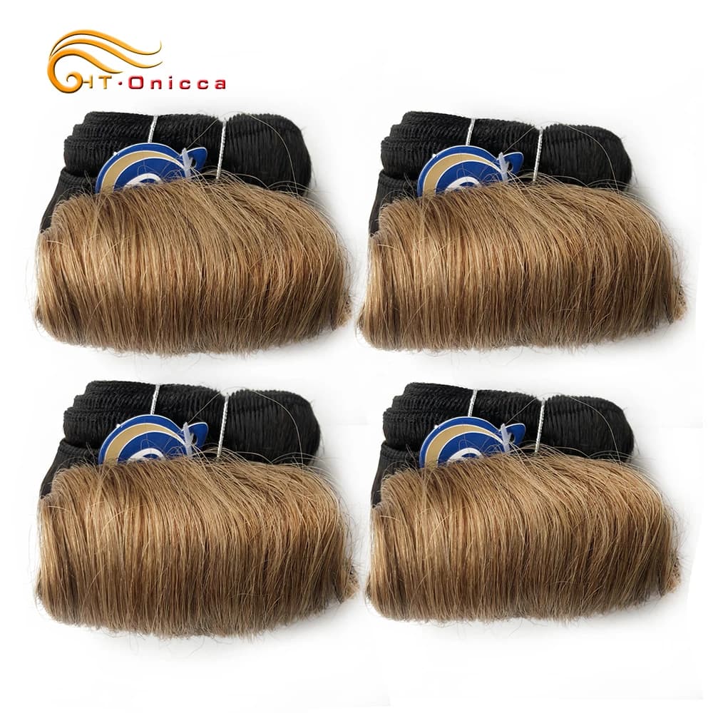 Tissage en lot brésilien Remy naturel Double bande, cheveux bouclés, couleur 1B 27 30 99J, 5 5 6 7 p