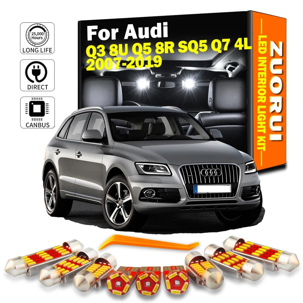 ZUORUI – Kit d'éclairage intérieur LED Canbus, pour Audi Q3 8U Q5 8R SQ5 Q7 4L 2007-2014 2015 2017 2