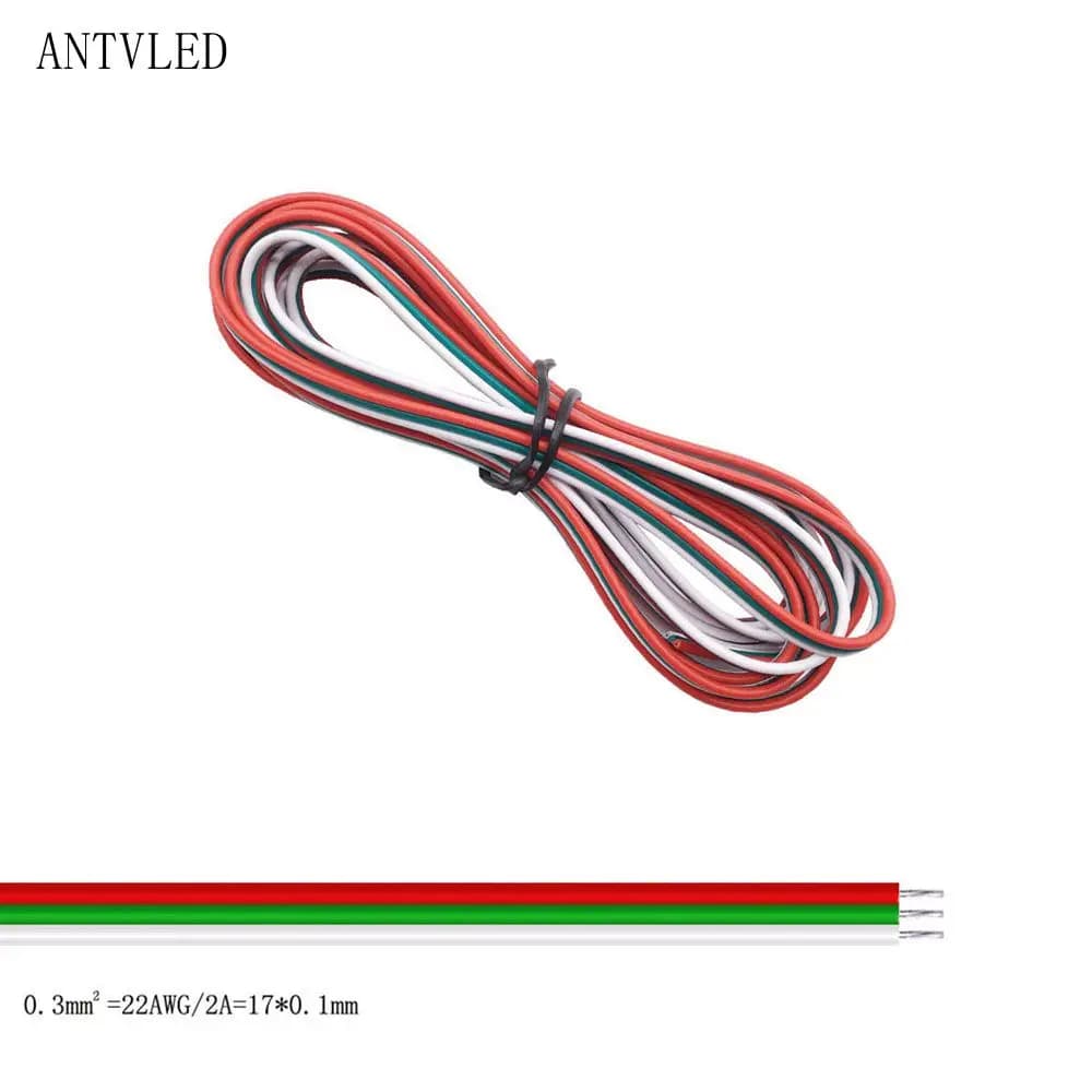 Câble métallique Led 22awg, 5m/10m/50m/100m, 2 broches/3 broches/4 broches/5 broches/6 broches pour 