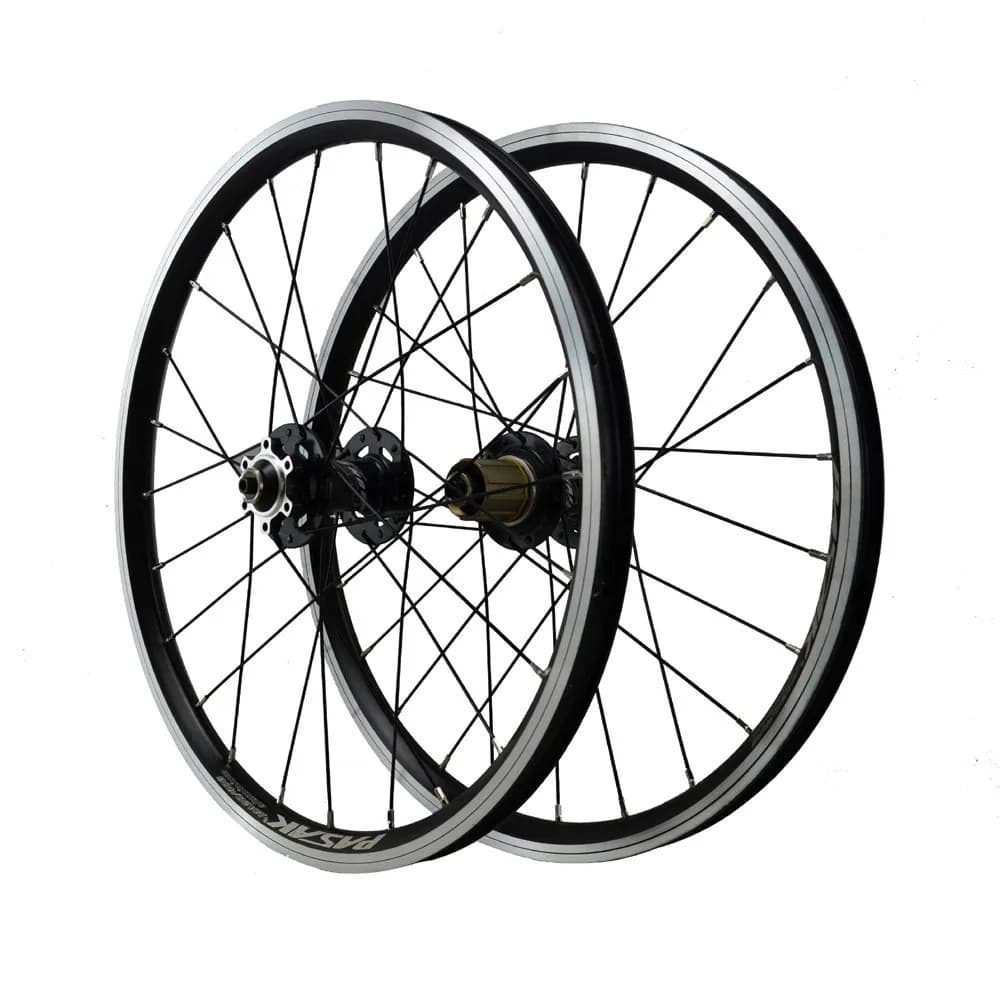 Paire de roues de vélo pliant, frein à disque, frein à jante en V, 24H, valve AV, moyeux à roulement