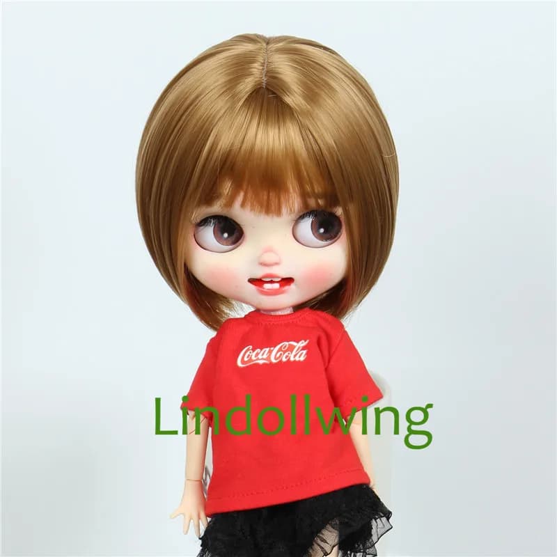 Perruque Blyth Qbaby Amydoll de 9 à 10 pouces, cheveux courts et raides, collection