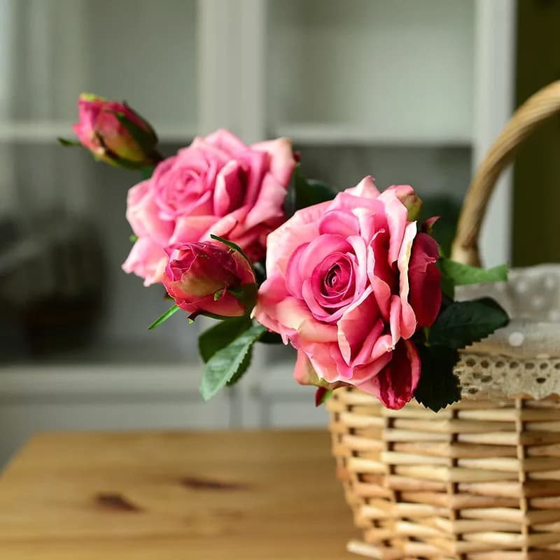 Décoration de mariage fleurs artificielles de haute qualité roses vives au toucher réel fleur artifi