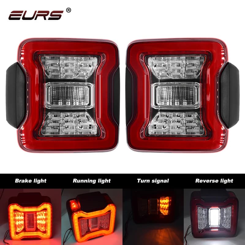 EURS 2x-enquêter Arrière LED pour Jeep Wrangler JL 2018-2021, Phares de Freinage, Feux de Jour